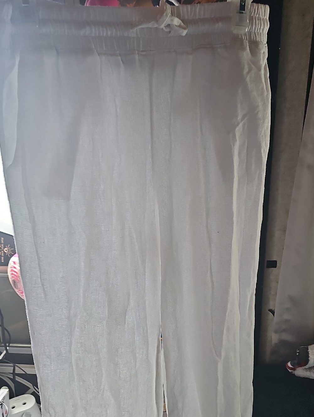 White Linen Wide Leg Beach Pants